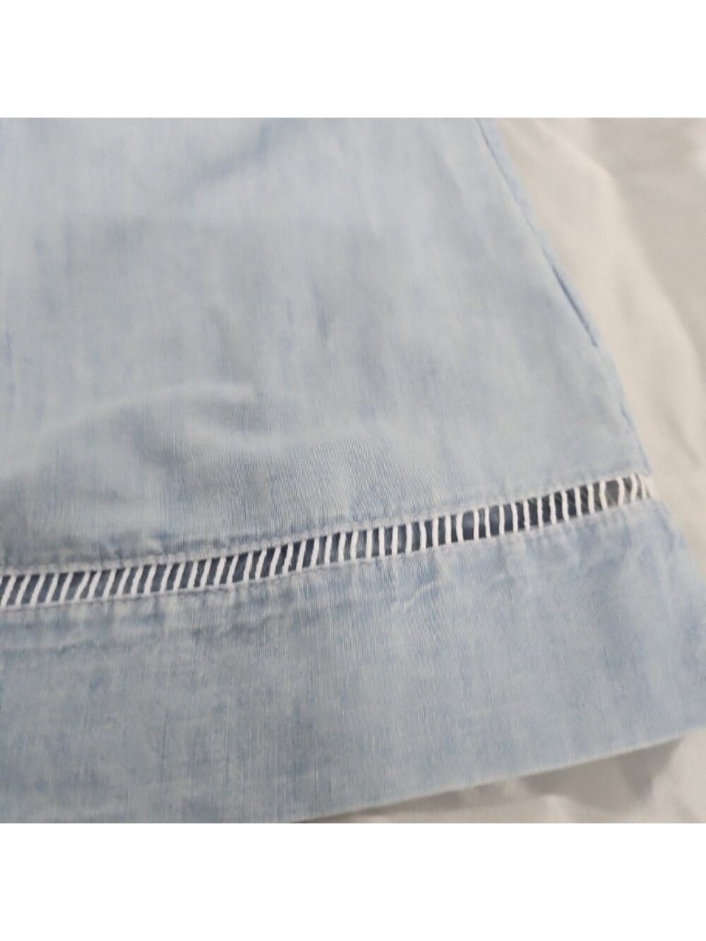 Lauren Ralph Lauren Blue Chambray Off Shoulder Flutter Sleeve Top Womens Medium - Picture 6 of 14
